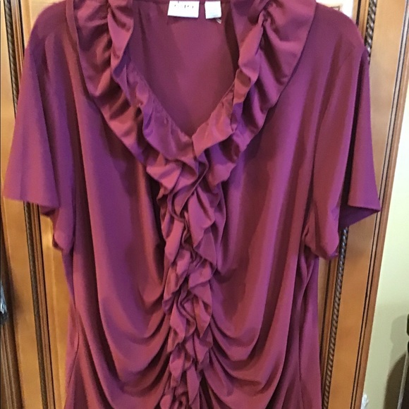 Cato woman top 22/24W made in Indonesia burgundy blouse boho plus size EUC - Picture 2 of 8